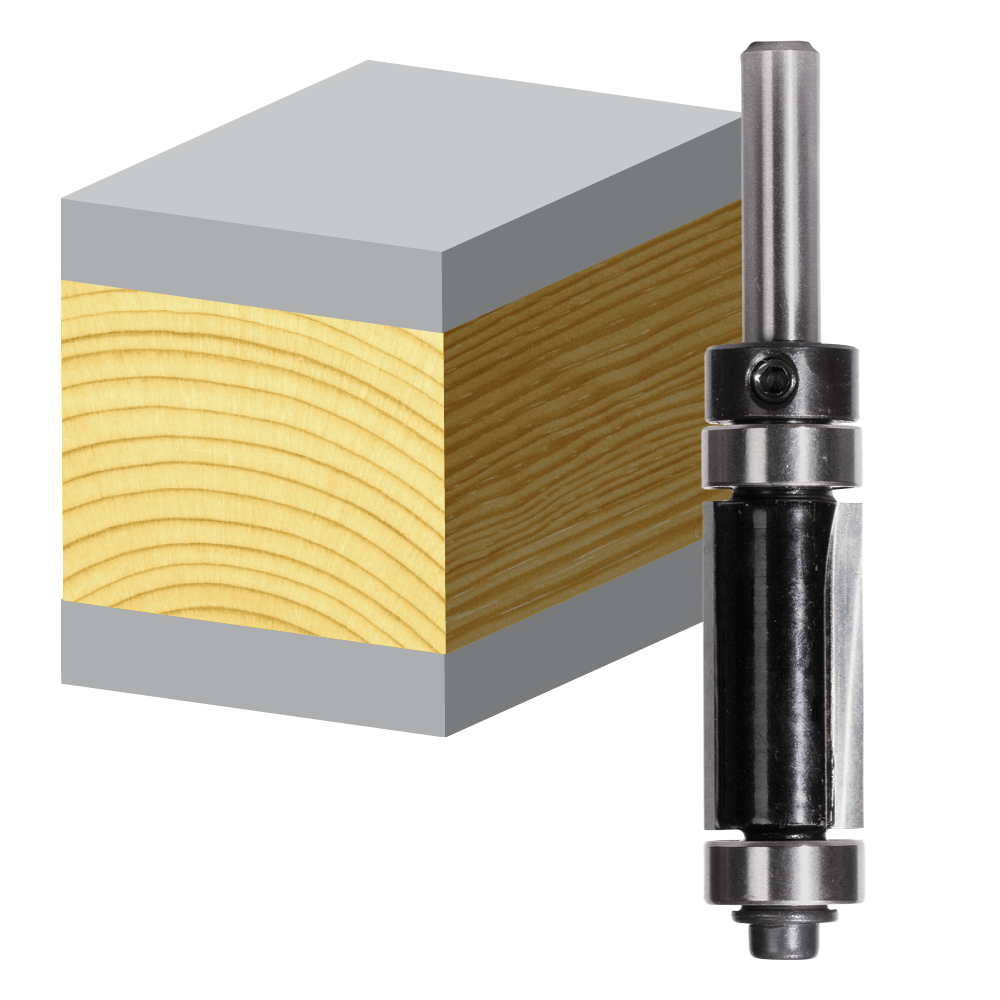 2 Flute Flush Trimming Bit Dual Bearing Carbide Tipped